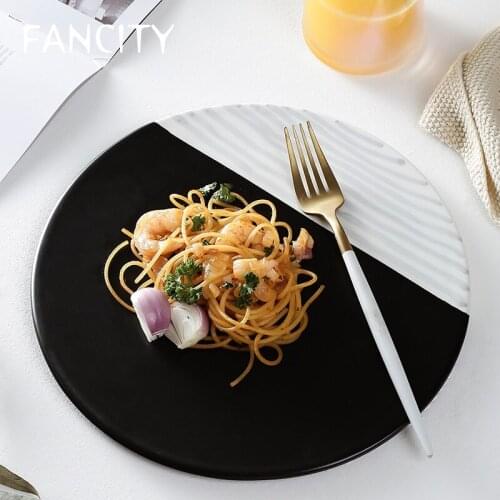 FANCITY Home flat plates, ceramic sushi plates, barbecue trays, dessert plates, flat plates, steak plates