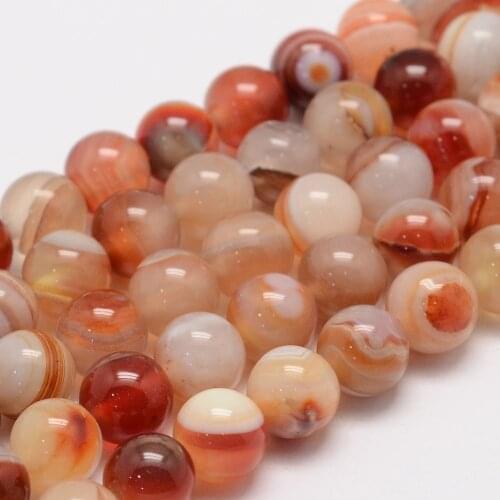 Fashewelry 6mm 8mm Natural Stone Sardonyx Round Loose Beads for Jewelry Making Bracelet Necklace DIY Crafts Accessories