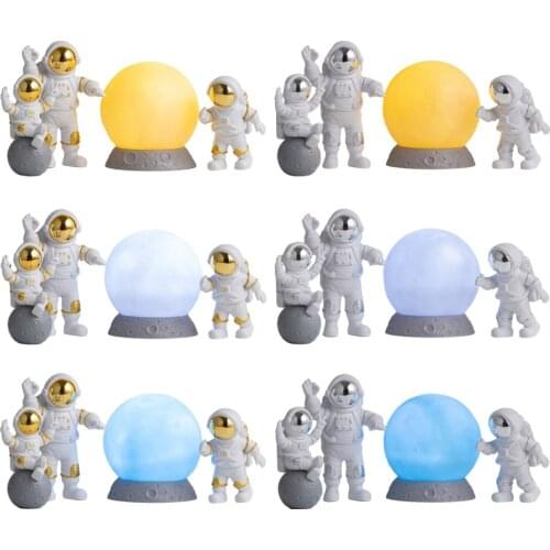 4x Astronaut Figurine, PVC Spaceman Statue Decor Model Ornament Action Figures for Home Office Decor Kids Cake Topper Gifts
