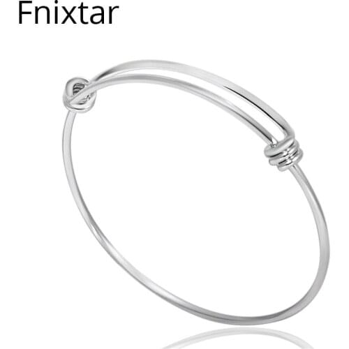 Fnixtar Never Fade 316L Stainless Steel Jewelry Bangles & Bracelets for Women Expandable 1.6mm Thick Cuff Wrist Bangle 50pcs/lot