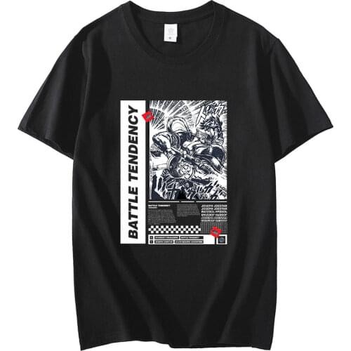 Fashion Jojo Bizarre Adventure T Shirt Men Short Sleeved Vaporwave Aesthetic Jotaro T-shirt Cotton Kujo Manga Graphic Tee Tops