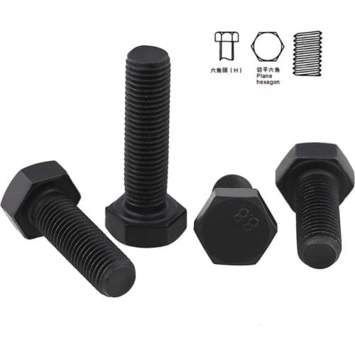 Gb5785 spot 8.8 fine tooth external hexagon screw black external hexagon young tooth bolt screw m8-m12 20PCS