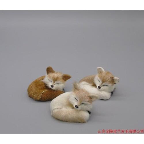 Simulation fox polyethylene&furs fox model funny gift about 8cmx6cm