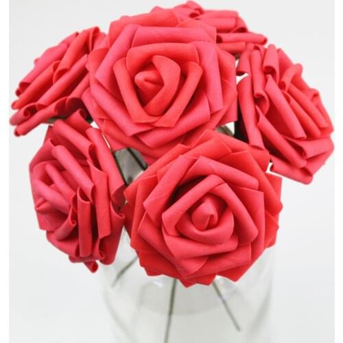 Diameter 8cm Fake Roses Artificial Flowers for Wedding Decoration Handmade Pompom DIY Flowers for Home Decor