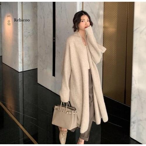 Women Elegant Long Sweater Cardigan Women Long Sleeve Oversized Ladies Outwear Jumper Coat Winter Open Stitch Sweater Coat