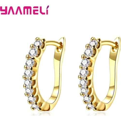 Classic Earrings for Woman Man Girl Boy Solid 925 Sterling Silver Shining 5A Cubic Zircon Inlay Paved Geometric Hoop Earring