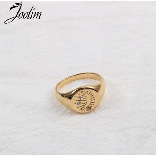 Joolim High End 18K Gold PVD Shinny Moon Star Rings for Women Stainless Steel Jewelry Wholesale