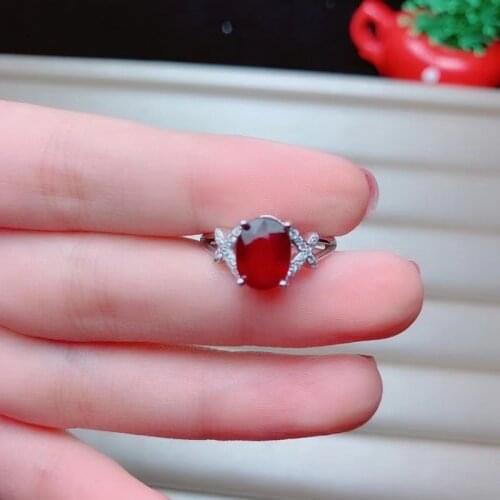 New Ruby Ring 925 Silver Ladies Ring Heart-shaped Luxury Elegant Beauty Wedding Gift 8*10mm