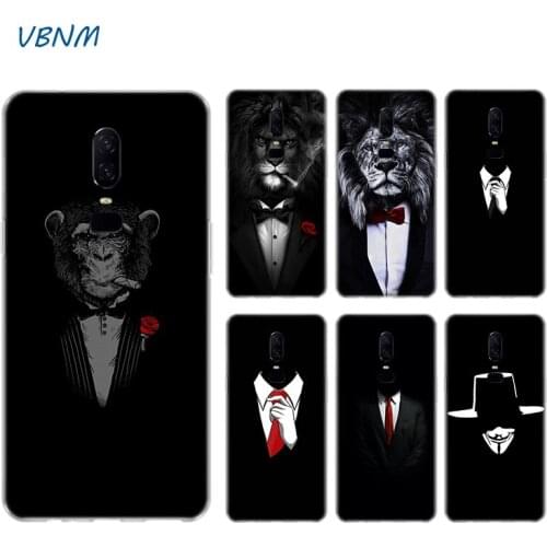 Man Suit Shirt Tie lion Case For OnePlus 1+ 8 8T Nord 7T 7 Pro 6 6T 5 5T 3 3T Silicone Rubber TPU Coque Cover