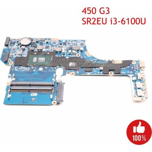 NOKOTION Laptop Motherboard For HP Probook 450 G3 DAX63CMB6D1 15.6" SR2EU i3-6100U Radeon R7 M340 graphics card Main board