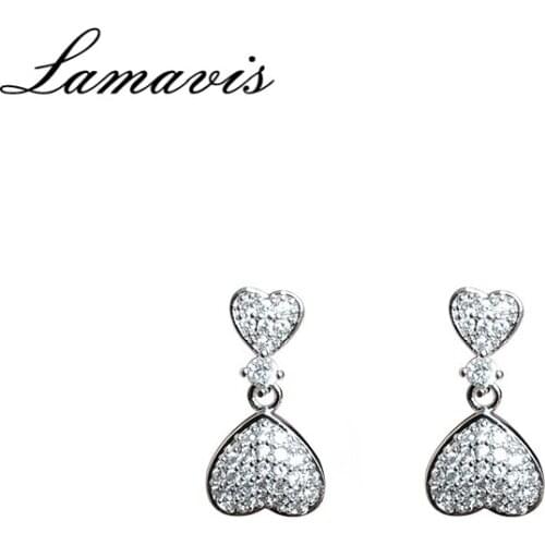 New Earrings Female Earrings Symmetrical Size Micro-set Love Earrings Korean Version of the Light Luxury Fashion Wild Earrings