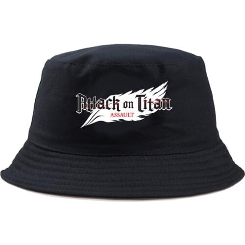 Fashion Attack On Titan print Panama Bucket Hat Men Women Summer cartoon Bucket Cap bob Hat Hip Hop Fishing Fisherman Hat