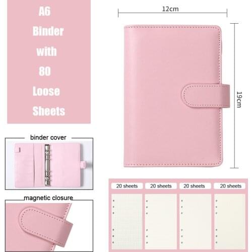 A6 Notebook Binder Budget Planner Binder Cover with Pocket Personal Cash Budget Envelopes System 6 Hole Binder Zipper Folder
