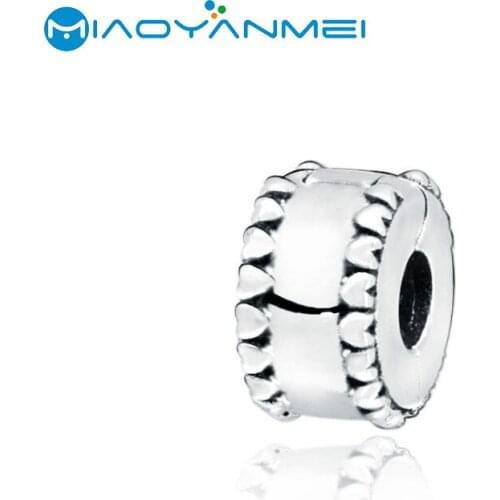 Fit Original Pandora Bracelets Fashion Jewelry 925 Sterling Silver Beads Beaded Hearts Clip Charm DIY Women Gift