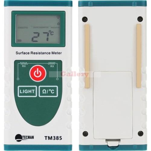 Handheld Surface Resistance Meter with Lcd Display Electrostatic Static Electricity Tester Temperature Measurement