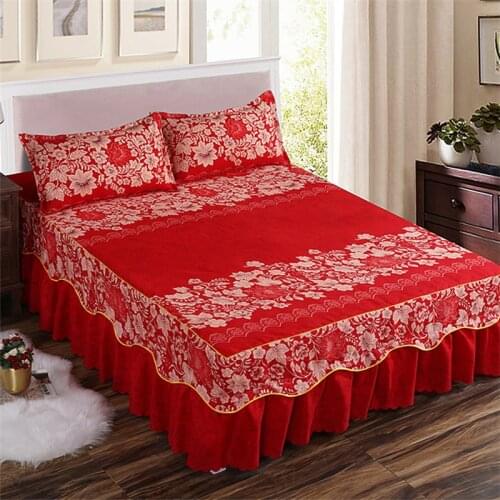 Home Textile Bedcover European Style Bedspread Polyester Cotton Bed Skirts Flowers Colourful Bed Linings150X200cm Queen Size