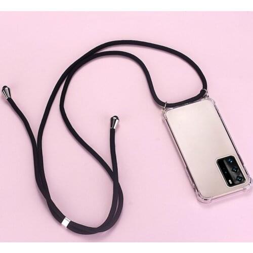Luxury Lanyard Silicone Phone Case For Huawei P40 P30 P20 P10 Lite Honor 30 20 9X Cute Ultra-thin Necklace Rope Cover Coque