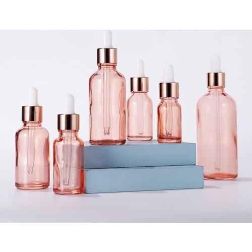 800pcs 5-100ml Pink Glass Dropper Bottles Reagent Eye Drop Glass Aromatherapy Liquid Pipette Bottle Refillable Bottles Travel