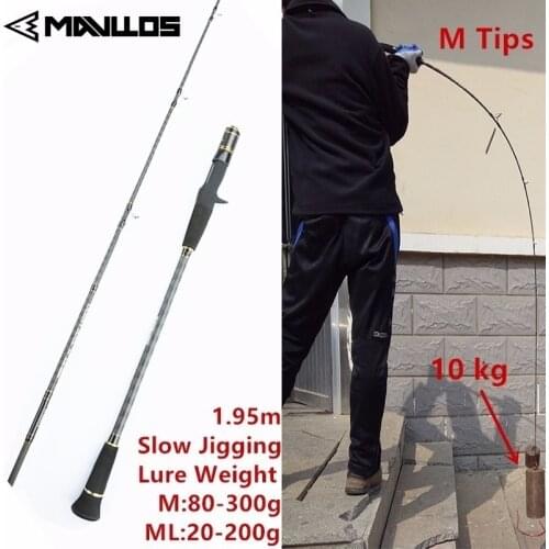 Mavllos 1.95m Slow Jigging Fishing Rod Casting Spinning Fishing Rod 2 Section L.W. 30-300g Carbon Saltwater Slow Jigging Rod
