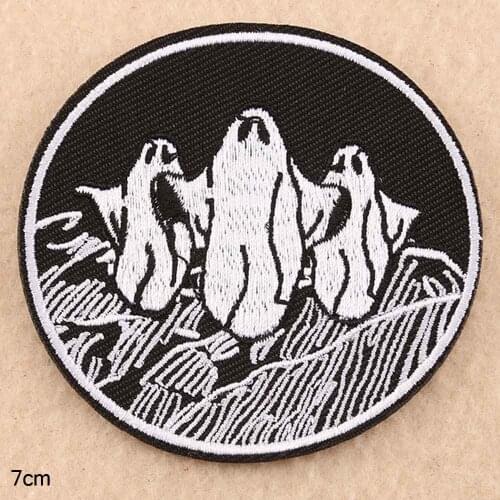 Three White Ghost Iron On Embroidered Clothes Patches For Clothing Wholesale