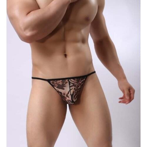 New Men Underpants Sexy Leopard G-String Men Underwear Bulge Pouch G-string Low Rise Bikini Thongs Briefs Male Jockstrap Panties