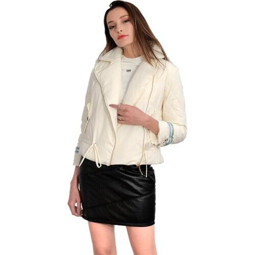 Korean Style 2021 Winter Jacket Women tailored collar Solid Rice White Female Down Coat skirt Beige Womens Short Parka suit