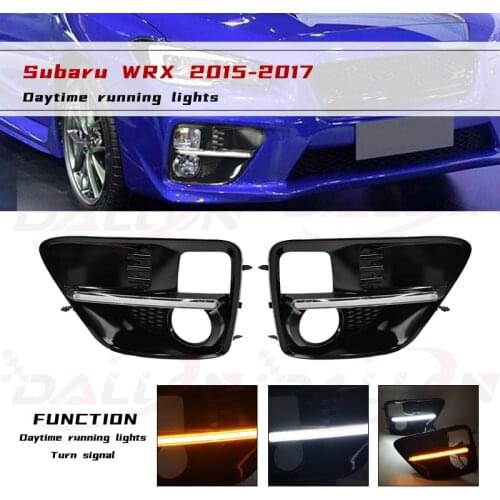 1 Set LED DRL Daytime Running Light Daylight With Turn Yellow Signal Fog Lamp Cover For Subaru WRX 2015 2016 2017 2018