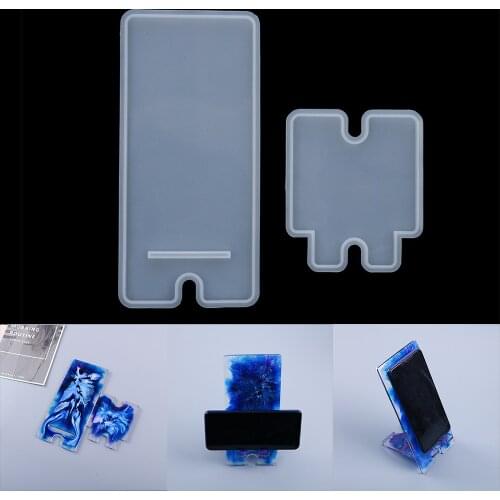 1 Set Cellphone Bracket Holder Crystal Epoxy Resin Mold Handmade Mobile Phone Stand Silicone Mould For DIY Crafts Making Tool