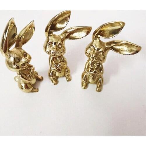 1Pc Long-eared Bunny Shaped Brass Knob Cupboard Pulls Drawer Knobs Childrens' Room Kitchen Cabinet Handles Furniture Handle