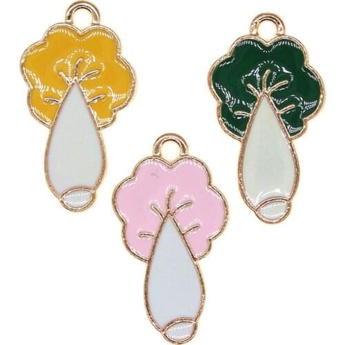 10pcs/lot 13*23mm Vegetables Enamel Chinese Cabbage Charm Pendant For Earring Necklace Bracelet DIY Jewelry Making Finding