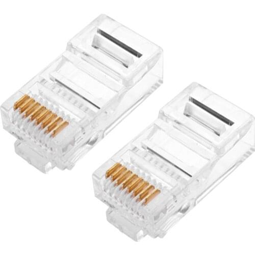 10pcs/lot HOT RJ45 Ethernet Cables Module Plug Network Connector for UTP Cat5 Cat5e Network Cable Crystal Heads 8P8C