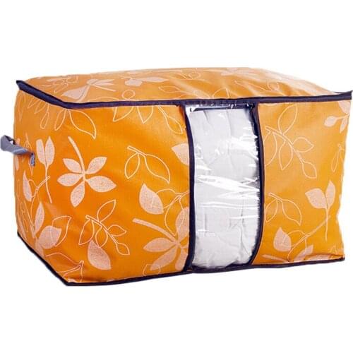 10PCS / LOT Multicolor Leaf Print Storage Bag Thick Transparent Visible Quilt Organizer Bag Bedroom Closet Storage