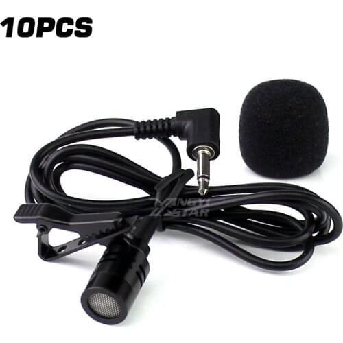 10Pcs Tie Clip On Collar Microphone 3.5mm Lavalier Lapel Mic For DSLR Camera Speaking Speech Lectures Voice Recording Interview