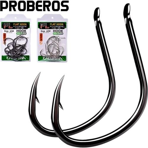 PROBEROS 10Pcs Jig Hooks 1/0-2/0-3/0-4/0# High Carbon Fishing Hooks Steel Sea Pike Fishhooks Single Jigging Hooks Slow Pitch