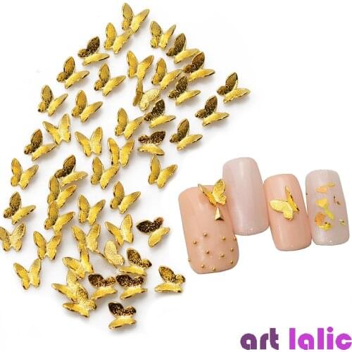 10 Pcs/Bag New Nail Art 3D Metal Glitter Butterfly Decoration Golden Alloy Jewelry Do Not Fade Nail Art Tools for Manicure