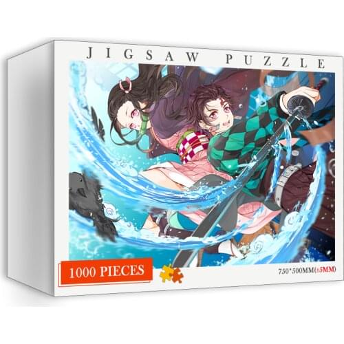 Demon Slayer 1000 Pieces Japanese Anime Cartoon Wooden Puzzle for Adults Kids Jigsaw Educational Toys Girls Wood Puzzles Gifts