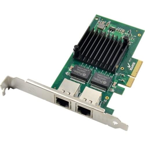 2 RJ45 Port Lan Network Card Adapter PCIe x4 Chip Intel I350AM2 Controller Pci-e X4 Gigabit 1000M Ethernet Desktop Wired