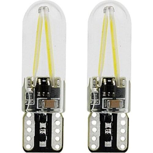 2Pcs 12V 24V LED T10 W5W Car Clearance Light License Plate Bulb Glass Shell COB Filament Auto Reading Light