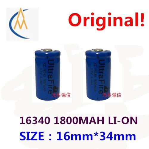 2PCS Promotion 16340 li-ion battery 1800 mah rechargeable battery 3.7 V light flashlight radios notebook