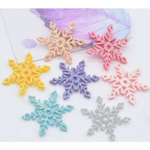 50Pcs/lots Shining Snowflakes Home Decorations DIY Christmas Sewing Pathes Christmas Tree Ornament Decal Headwear Accessories