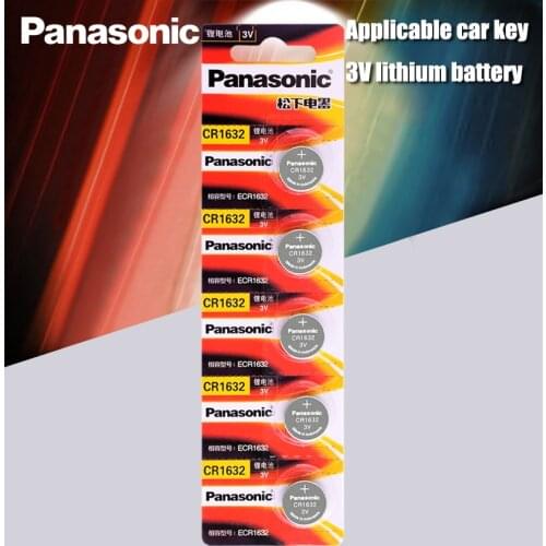 5PCA Panasonic cr1632 button cell coin battery 3v watch remote control car keys DL1632 ECR1632 GPCE1632 lithium battery