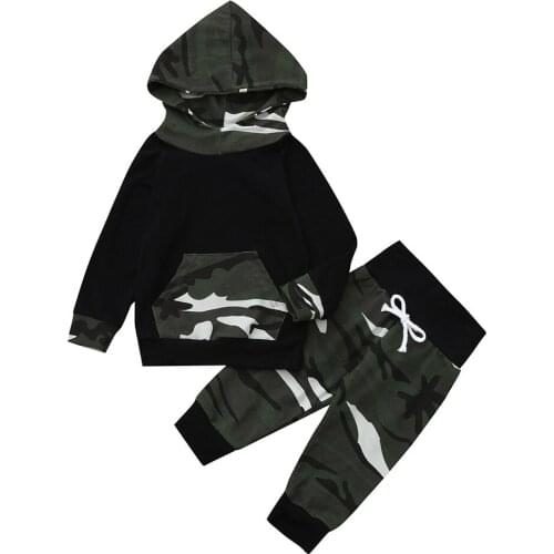 ARLONEET Newborn casual cotton fabric set Infant Baby Boy Camouflage Hoodie Tops Pants Outfits Set no ball no static L0927