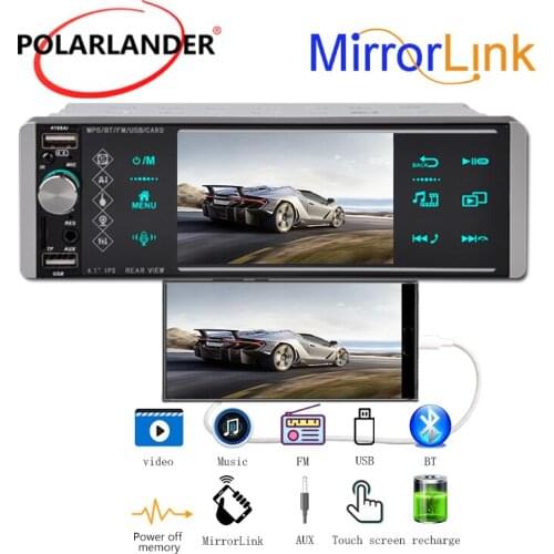 1 Din 1080P High-Definition Car Radio MP5 Bluetooth 4.2 4 Inch FM SD USB Touch Screen Intelligent AI Voice Control MirrorLink