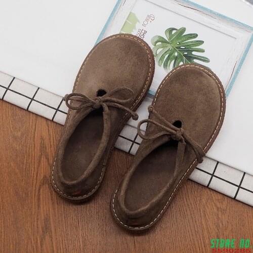 Mori Retro Big Head Doll Shoes Lace-up Literary Short Boots Thick Bottom Ankle Boots Japanese Harajuku Style Flat Casual Shoes