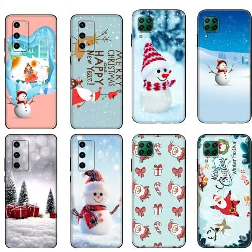 Black tpu Case For Huawei P30 Lite P30 Pro P40 Case For Huawei P40 LITE E P Smart 2020 Case Cover Cute Christmas