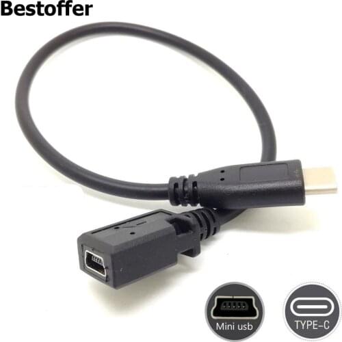 Type C USB 3.1 Male to Mini USB Female Charging Data Cable Cord Adapter