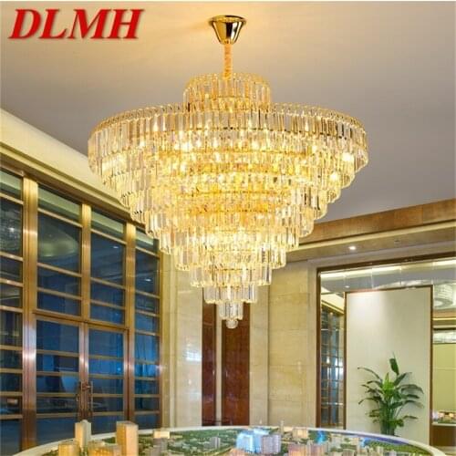 DLMH Postmodern Gold Chandelier Crystal Pendant Lamp Luxury Light Home LED Fixtures for Living Dining Room