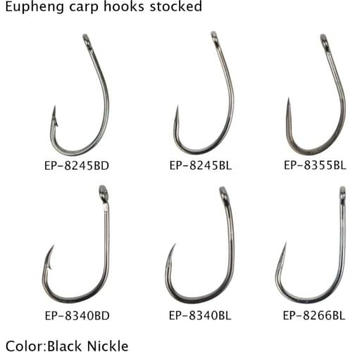 Eupheng 100pcs Carp Fishing Barb Hook Fishing Super Strong Ultra Sharp Wide Gap Curve Long Shank