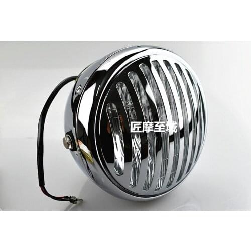 7'' Motorcycle headlight for Harley Scalloped with Grille Lampshade Chopper Bobber