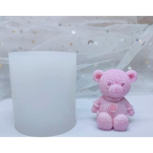 Candle Making Mold Silicone 3D Cute Bear Fondant Mould Creative Cake Decoration Mold Cookie Jellry Polymer Clay Chocolate Baking
